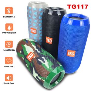 TG117 Portable Bluetooth Enceinte TWS TWS Wireless Dual Bass Outdoor Column Boombox FM AUX TF Card Music Player pour le camping
