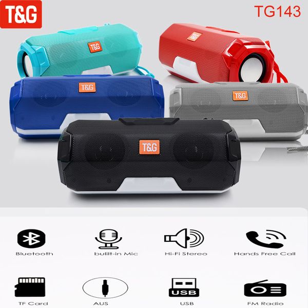 TG143 Altavoz Bluetooth Luz LED Inalámbrico Portátil Doble Altavoz Subwoofer DJ Caja de sonido Altavoces impermeables Radio FM