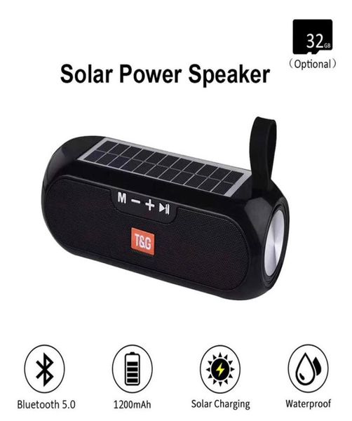 TG182 Solar Power Bank Bluetooth Columna Portable Columna Portable Wireless Música Box Boombox TWS 50 Soporte al aire libre TFUSBAUX24627262867