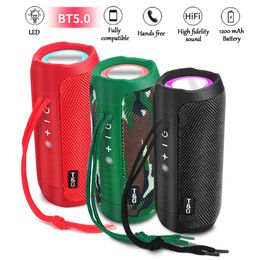 TG227 Altavoz inalámbrico portátil LED Ligth BT Altavoces 1200 mAh Columna de graves doble a prueba de agua Boombox AUX TF BT USB Acampar al aire libre Senderismo Altavoz