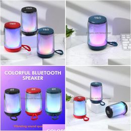 Haut-parleur Bluetooth Tg346, couleur Cool fl-sn, carte lumineuse d'ambiance Led, basse pour ordinateur de bureau, livraison directe Dhb4A