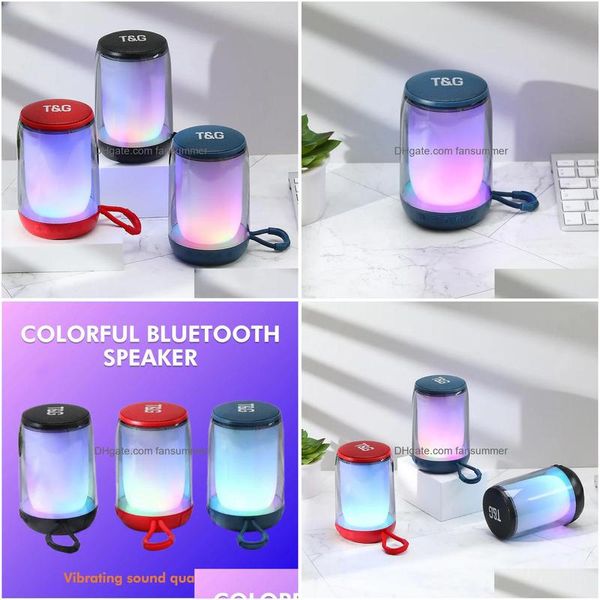 Haut-parleur Bluetooth Tg346, couleur Cool fl-sn, carte lumineuse d'ambiance Led, basse pour ordinateur de bureau, livraison directe Dhb4A