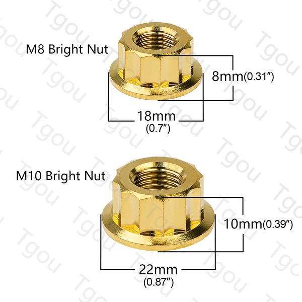 Tuerca de titanio TGOU M5/M6/M8/M10/M12 BI BI HEX PRIBA 12 PUNTOS Tuercas para la modificación de la motocicleta