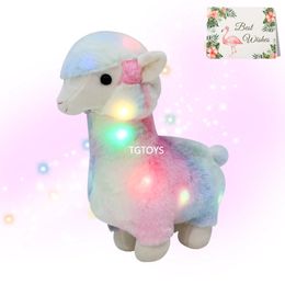 Tgtoys ilumino rainbow llama animal relleno para niños juguete de felpa alpaca con luz nocturna para niñas niños pequeños 12 240419