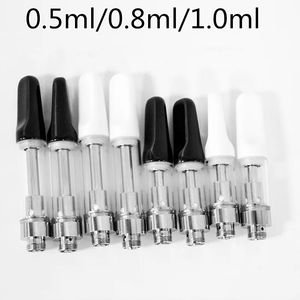 TH205 Cartucho de cerámica en embalaje de tubo de PVC 0,5 ml 0,8 ml 1,0 ml Atomizador de 510 hilos Vacío 2,0 mm de espesor Agujeros de aceite Carros Blanco Negro Personalizar logotipo 4 piezas Agujeros de entrada de aceite