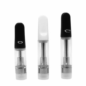 TH205 Bobina de cerámica Vape Carros 0,5 ml 0,8 ml 1,0 ml Atomizadores Tanque de vidrio 510 Hilo Vaporizador de aceite grueso Blanco Negro Tornillo Cerámica Vapes Cartuchos