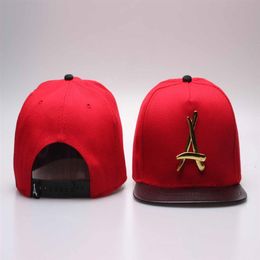 Tha alumni alumni metal een logo leer verstelbare honkbal snapback hoeden en caps voor mannen dames mode sport hiphop gorras bone272y