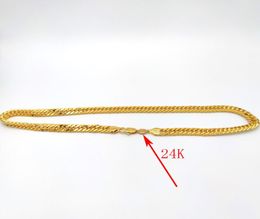 THAI BAHT solide 24 K timbre chaîne en or finition authentique collier bijoux lourds 10mm d'épaisseur grand gourmette cubaine link4452223