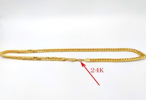 Thai Baht Solid 24 K Stamp Gold Chain de finition authentique Collier de finition lourde 10 mm d'épaisseur Link Curb cubain de 10 mm d'épaisseur1898648