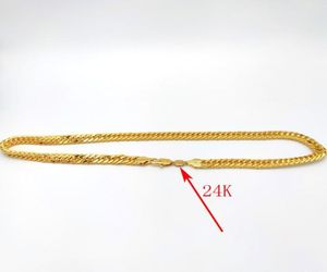 Thaise baht Solid 24 K Stamp gouden ketting Authentieke afwerking Ketting Zware sieraden 10 mm dik Tall Cuban Curb Link7726495