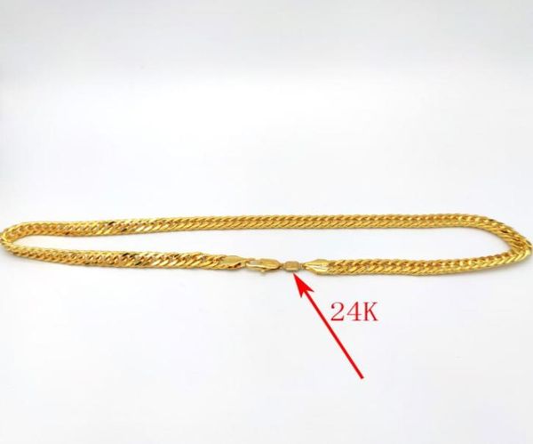 Thai Baht Solid 24 K Stamp Gold Chain de finition authentique Collier de finition lourde 10 mm d'épaisseur Link Curb Cubain Link7726495