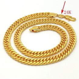 COLLIER THAI BAHT EN OR Massif GF Lourd 88 Grammes Bijoux 4mm D'ÉPAISSEUR HAUT XP Chaîne Gourmette Cubaine 24 K Timbre link261A