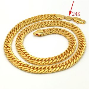 THAISE BAHT Massief GOUDEN GF KETTING Zware 88 Gram Sieraden 4mm DIKKE TALL XP Cubaanse Curb Chain 24 K Stempel link278L