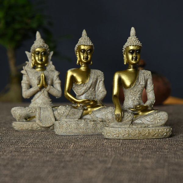 Figurine Thai Bouddha Assis Bouddha Statues Collectible Bouddha Statue Ornement pour le bureau de bureau de bureau.