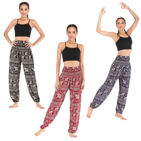 2021 pantalons de yoga décontractés thaïlandais Eyes and Elephant Lantern Wear Women's Cotton 9 patterns plus size