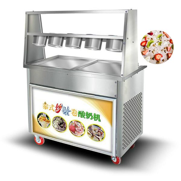 Máquina de helados fritos tailandeses, máquina de helados fritos de acero inoxidable con sistema de control de temperatura a bajo precio de venta