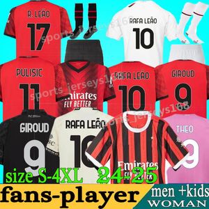 2024 2025 Rafa Leao voetbalshirts Ketelaere Pulisic Giroud AC 23 24 25 Reijnders Theo Tonali Brahim Koche Men Kids Kits voetbalshirt Fan Player versie
