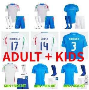 24 25 Camisetas de fútbol de Italia 2024 2025 Camisetas de fútbol italiana SCAMACCA INMOBILE CHIESA PINAMONTI BARELLA BASTONI VERRATTI Maglia italiana equipo nacional adultos niños