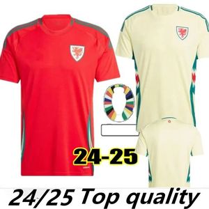 2024 25 Maillots de football du Pays de Galles BALE WILSON ALLEN RAMSEY Coupe de l'équipe nationale du monde Rodon Vokes Accueil Chemise de football à manches courtes Uniformes pour adultes Version des fans