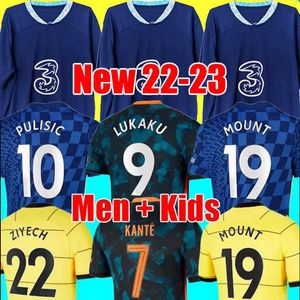 Fanáticos del deporte Tailandia Lukaku 21 22 23 Jerseys de fútbol Mount Werner Havertz Chilwell Ziyech 2022 2023 Pulisic Home Blue Away Yellow Football Shirt Kante