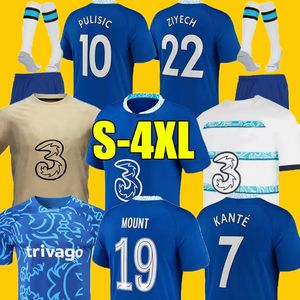 Thaïlande Soccer 22 23 Sterling Soccer Jerseys Mount Werner Havertz Chilwell Ziyech Pulisic Accueil Bleu Jaune Chemise de football Kante Hommes Enfants Ensemble Kits Uniforme