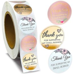 Bedankt voor het ondersteunen van mijn kleine zakelijke floral sticker cadeauverpakking SEAL -label SCrapbooking Stationery Sticker RRD50