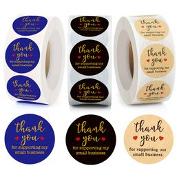 Bedankt Stickers Labels Seals Bedankt voor het ondersteunen van mijn kleine zakelijke stickers Roll round Kraft roze zwarte etiketten voor winkel 623235401710