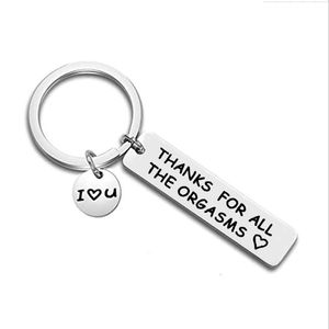 Thanks For All The Orgasms Boyfriend Gift Couple Keychain Long Stainless Steel Key Chains Couple Key Rings Humor Gift