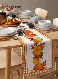 Thanksgiving Autumn Pumpkin Maple Leaf Table Runner Dinner Table Mariage de mariage Cake de Noël Cadre florale Décoration