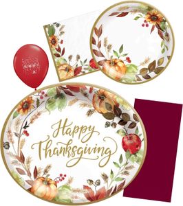 Platos y servilletas de papel de Acción de Gracias: 36 juegos de vajilla desechables de Acción de Gracias en suministros para fiestas temáticas de cosecha otoñal