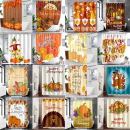 Cortinas de ducha de Acción de Gracias, conjunto de cortina de ducha de camión de calabaza de otoño, decoraciones de cortina de baño de granja de otoño
