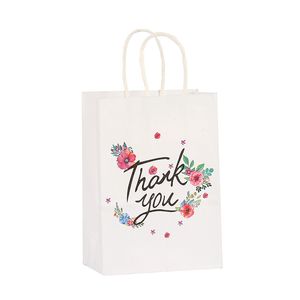 Thanksgiving carte blanche papier kraft sacs de maquillage anglais lettre shopping cadeau fourre-tout sacs à main en vrac cosmétique organisateur avec poignée