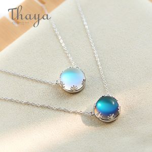 Thaya 55 cm Aurora colgante collar halo cristal piedra preciosa s925 escala de plata collar de luz para mujeres elegante regalo de joyería Q0531