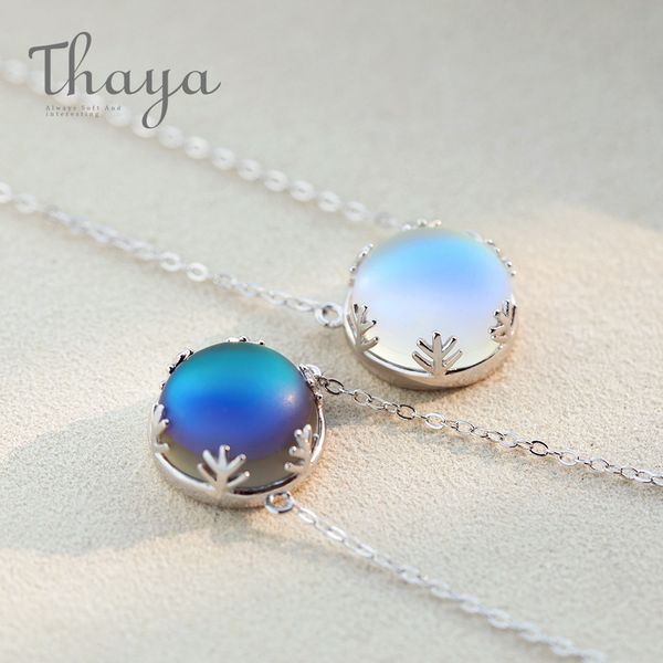 Thaya Aurora Collar Halo Crystal Gemstone S925 Escala de Plata Light Forest Mujeres Collar Colgante Elegante Moda Grils Joyería MX190726