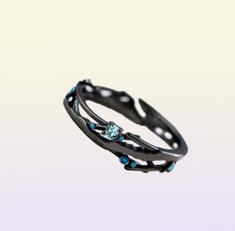 Thaya CZ Milky Way Black Rings Blue Bright Cubic Zirconia Rings 925 Silver Jewelry For Women Lover Vintage Boemian Retro Gift 2203625173