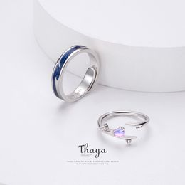 Anillos de pareja ajustables Thaya Falling Love, anillos cromáticos de plata 925 para mujer, regalo de compromiso
