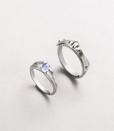 Thaya Natural Blue Light Moonstone Rings Lovers039 Anneau romantique 100 S925 Bands d'armure en argent pour femmes vintage Elegant Jewelr6694434