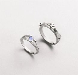Thaya naturel bleu clair pierre de lune anneaux Lovers039 bague romantique 100 s925 bandes d'armure en argent pour les femmes Vintage élégant bijoux 2805848