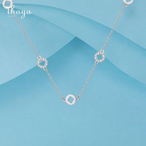 Thaya diseño Original estilo chino Color plata hueco collar colgantes collar de cristal rosa 45CM para mujer joyería fina regalo Q0531