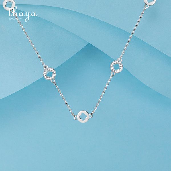 Thaya Design Original Style Chinois Argent Couleur Collier Creux Pendentifs Collier En Cristal Rose 45CM Pour Les Femmes Fine Jewelry Gift Q0531