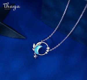 Thaya Real 925 zilveren nek45cm Crescent ketting hanger zirkonia lichtblauw voor vrouwen elegant fijne sieraden cadeau 2106213582837