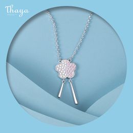 Thaya Silber Farbe Pfirsichblüte Kette Halsketten Anhänger Strass Choker Halsketten 45CM Weibliche Edlen Schmuck Weihnachten Geschenk Q0531