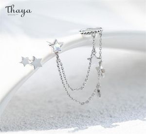Thaya Silver Color Star Sleat Boucle d'oreille pour les femmes avec des boucles d'oreilles de crytals violets légers de chaîne.