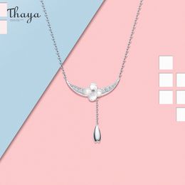 Collar de media luna chapado en plata Thaya, collares de cristal, collar de Color plateado de circón de cristal blanco, diseño para mujer, joyería fina Q0531