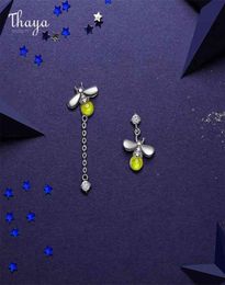 Thaya Verzilverde Firefly Oorbellen Drop Dangle Geel Kristal Kleur Bedels Voor Vrouwen Mode Cadeau Fijne Sieraden 2106244938970