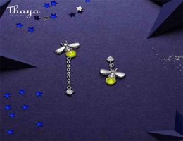 Thaya verzilverde vuurvliegoorringen drop bengelen gele kristal kleur charmes voor vrouwen mode cadeau fijne sieraden 2106245570338