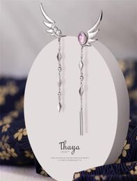 Thaya Tassel Silver Color Earge Brougette Plume Feather High Quality Japanese Élégant pour femmes Fine Jewely 2201085651509