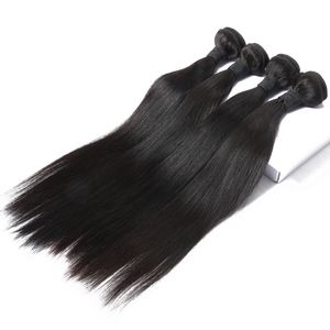 Élibess cheveux Jet noir trame de cheveux humains 8A vague droite 100g / pcs 3 faisceaux / lot armure de cheveux humains