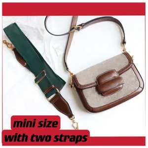 The 1955 Woman Petite Versions of Crossbody Bag Beige Ebony Canvas Two Straps Tonal Leather/Green and Red Nylon Shoulder Strap With Dustbag lady monederos tarjetero