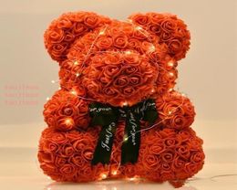 L'ours charmant de 40 cm de roses sans boîte-cadeau LED Boîte en peloton en peluche en mousse de savon rose fleur artificiel Nouvel An cadeaux pour Valentine039S5452965481